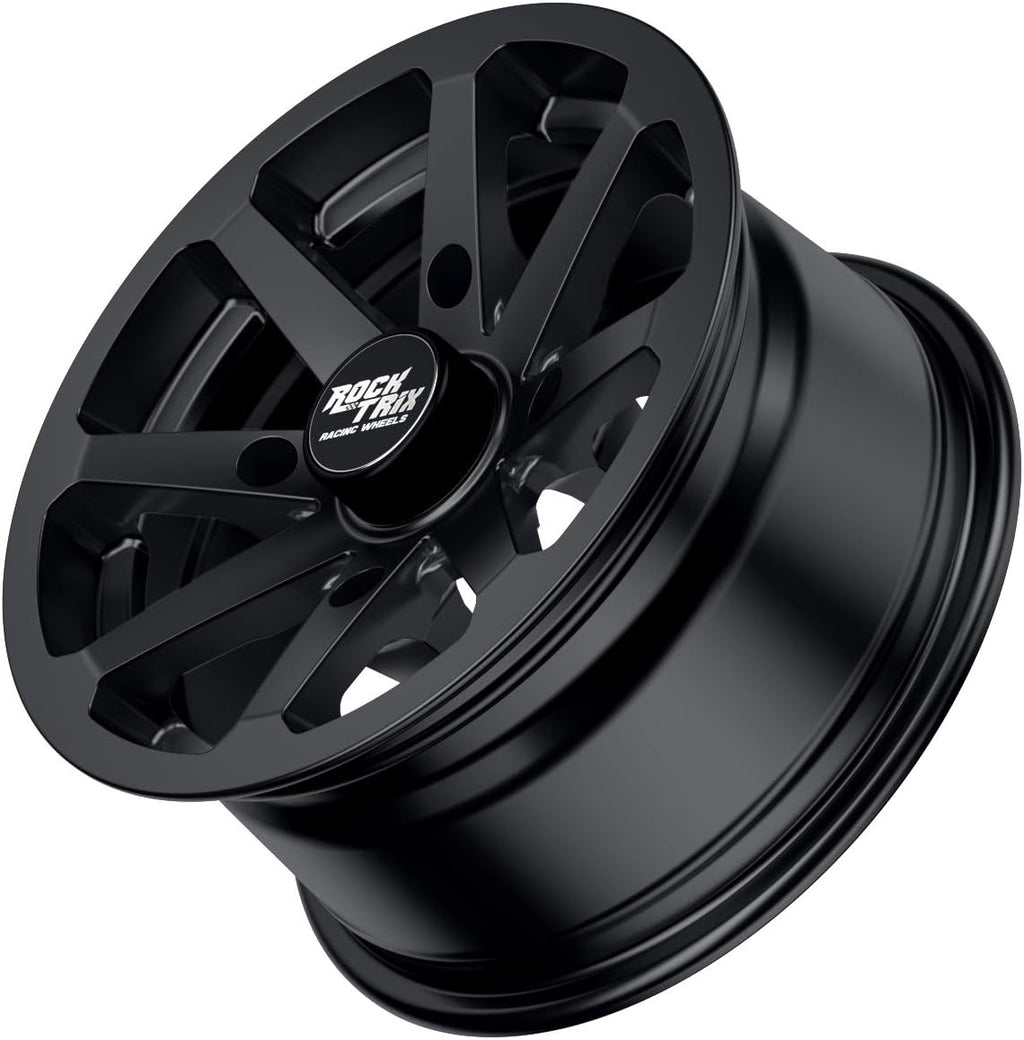 RT102 14In ATV Wheels 4X110 14X7 5+2 Offset, Includes M10X1.25 Lug Nuts, Compatible with Honda Kawasaki Yamaha Rubicon Rincon Brute Force Kodiak Grizzly Rhino IRS 4/110 UTV Rims (Set of 4)