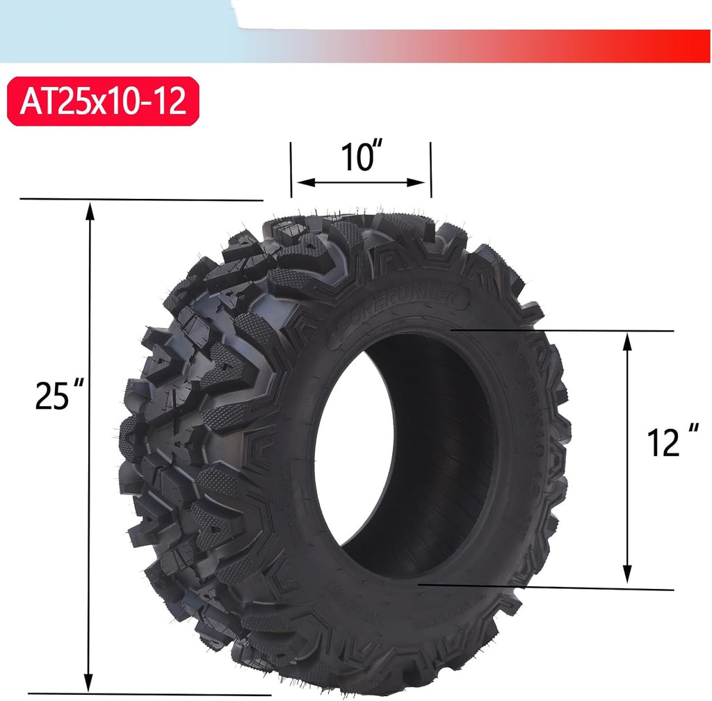 25X10-12 ATV Tires Set of 2 UTV Tires 6PR All-Terrain ATV/UTV Tires, Off-Road Tires, Tubeless