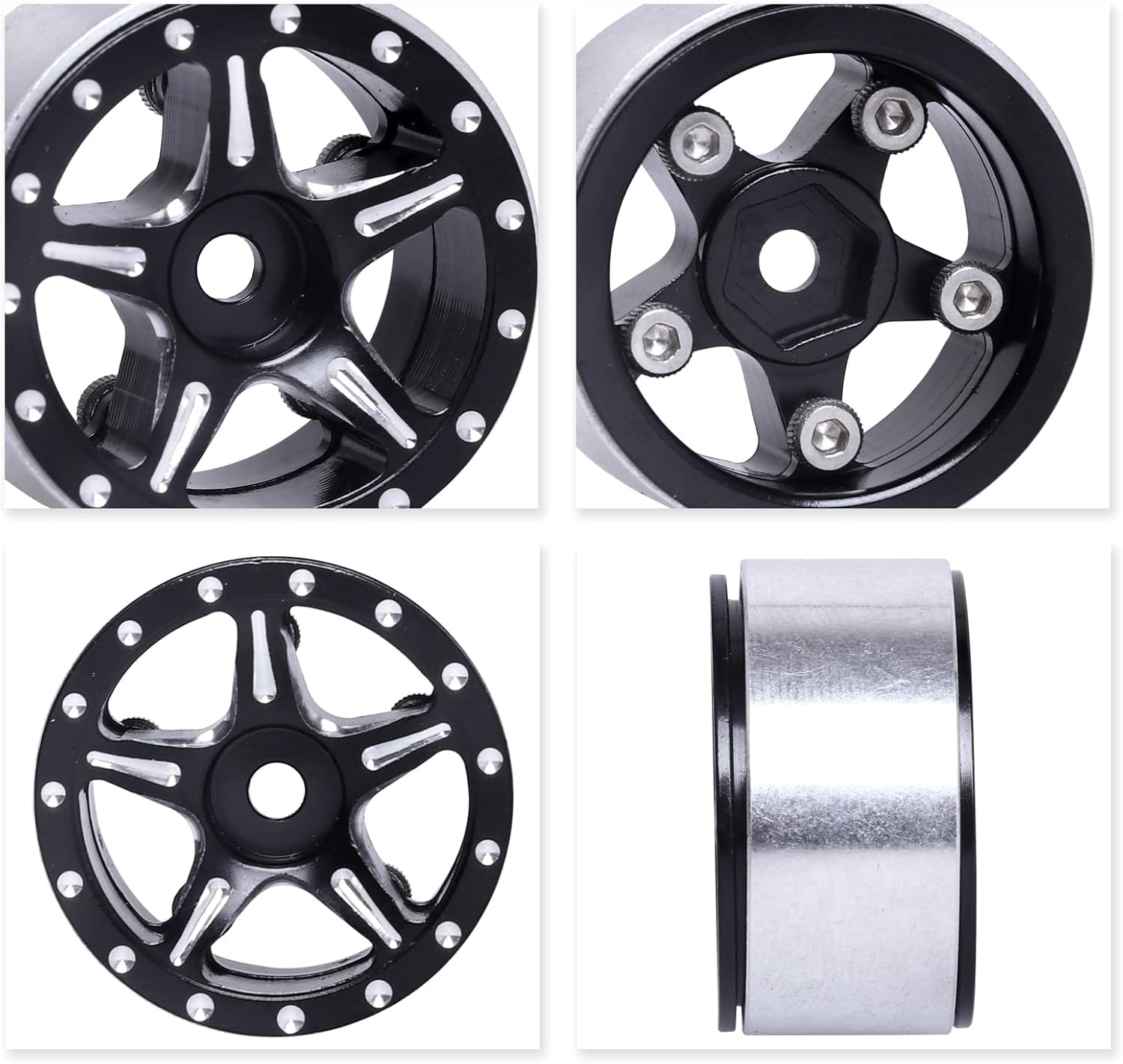 1.0 Beadlock Wheel Rims 1.0" Wheels for 1/24 Axial SCX24 Gladiator Deadbolt Bronco C10 JLU AX24 Upgrades RC Crawler Car