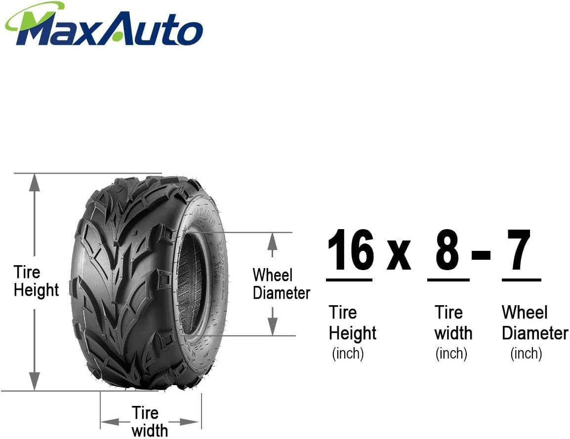 16X8-7 ATV Tires 16X8X7 Go-Kart Quad Tires,6 PR Tubeless All Terrain UTV Tire, 2 Pack