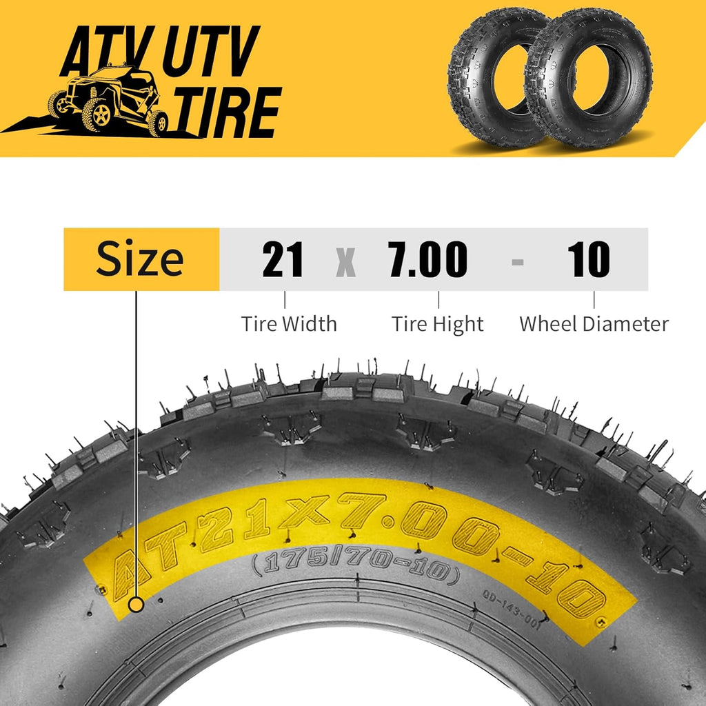 21X7X10 ATV Tires 10'' Tires Sport Trail Front ATV UTV Tires Tubeless 4PR Set of 2
