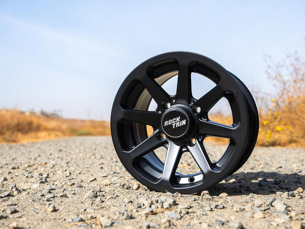 RT102 14In ATV Wheels 4X110 14X7 5+2 Offset, Includes M10X1.25 Lug Nuts, Compatible with Honda Kawasaki Yamaha Rubicon Rincon Brute Force Kodiak Grizzly Rhino IRS 4/110 UTV Rims (Set of 4)