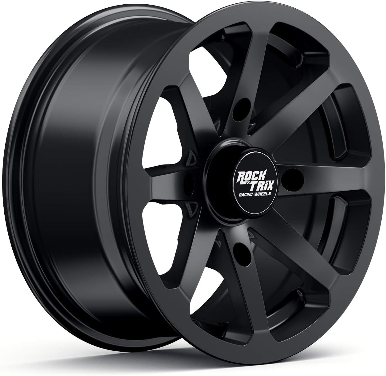 RT102 14In ATV Wheels 4X110 14X7 5+2 Offset, Includes M10X1.25 Lug Nuts, Compatible with Honda Kawasaki Yamaha Rubicon Rincon Brute Force Kodiak Grizzly Rhino IRS 4/110 UTV Rims (Set of 4)