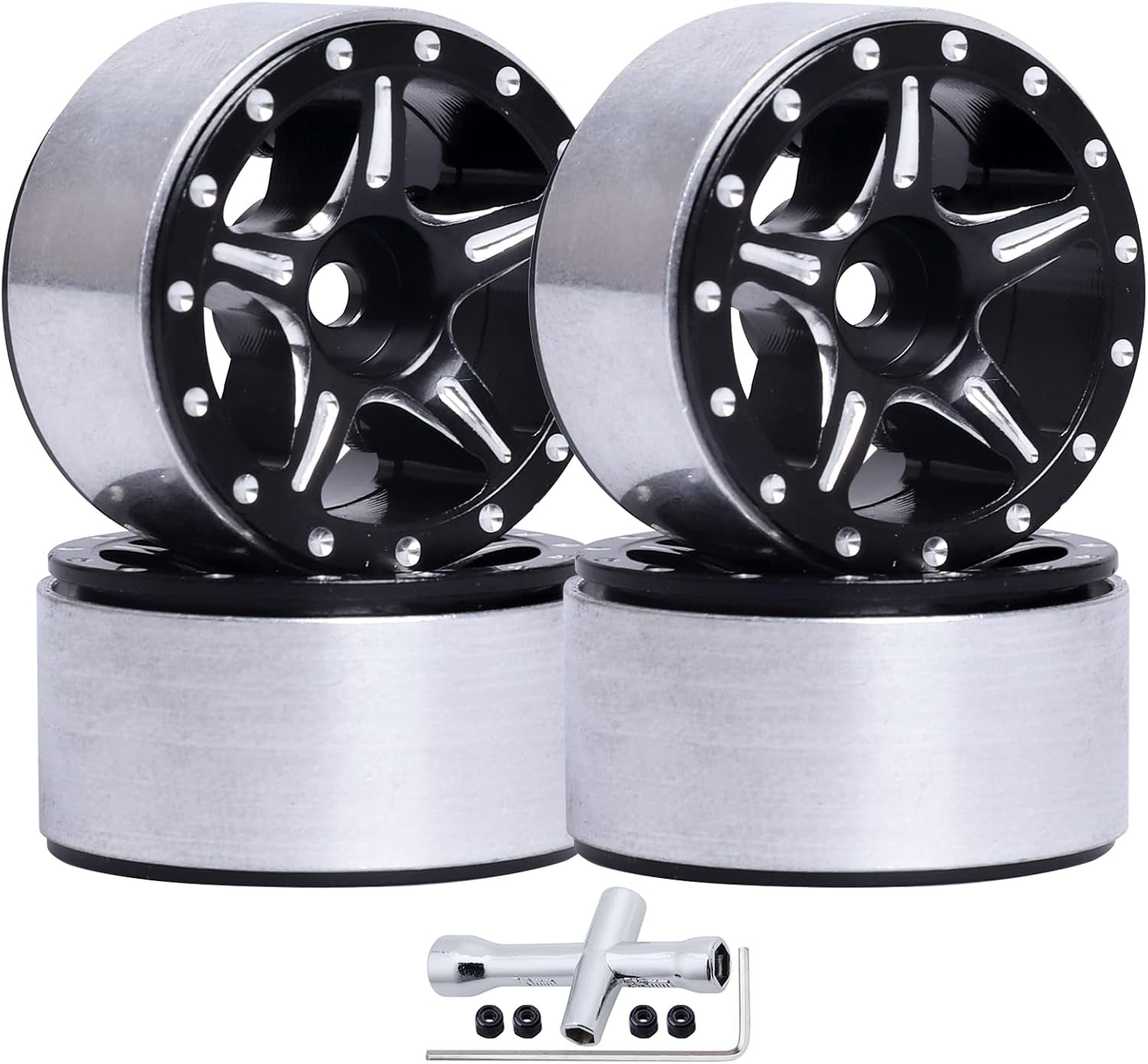 1.0 Beadlock Wheel Rims 1.0" Wheels for 1/24 Axial SCX24 Gladiator Deadbolt Bronco C10 JLU AX24 Upgrades RC Crawler Car