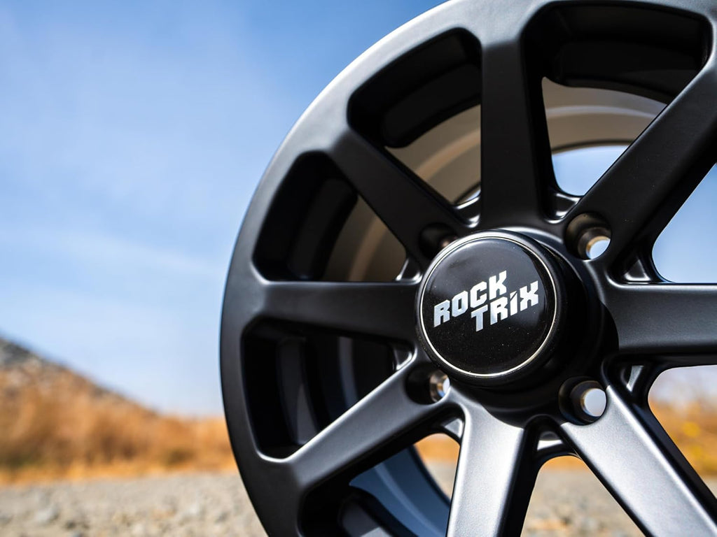 RT102 14In ATV Wheels 4X110 14X7 5+2 Offset, Includes M10X1.25 Lug Nuts, Compatible with Honda Kawasaki Yamaha Rubicon Rincon Brute Force Kodiak Grizzly Rhino IRS 4/110 UTV Rims (Set of 4)