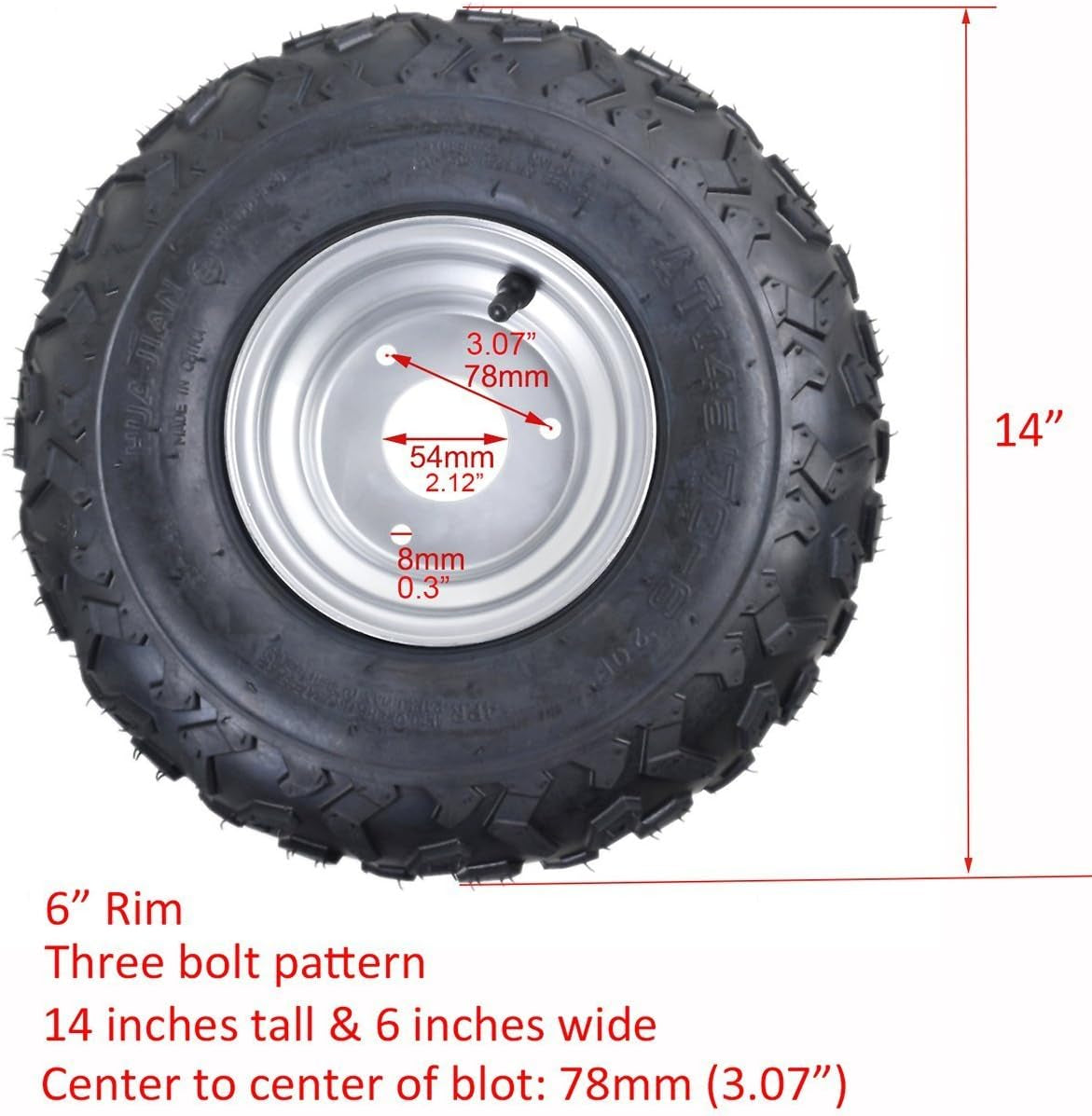145/70-6 ATV Go Kart Quad Tires and Rims | 4PR Wheels (Set of 4)