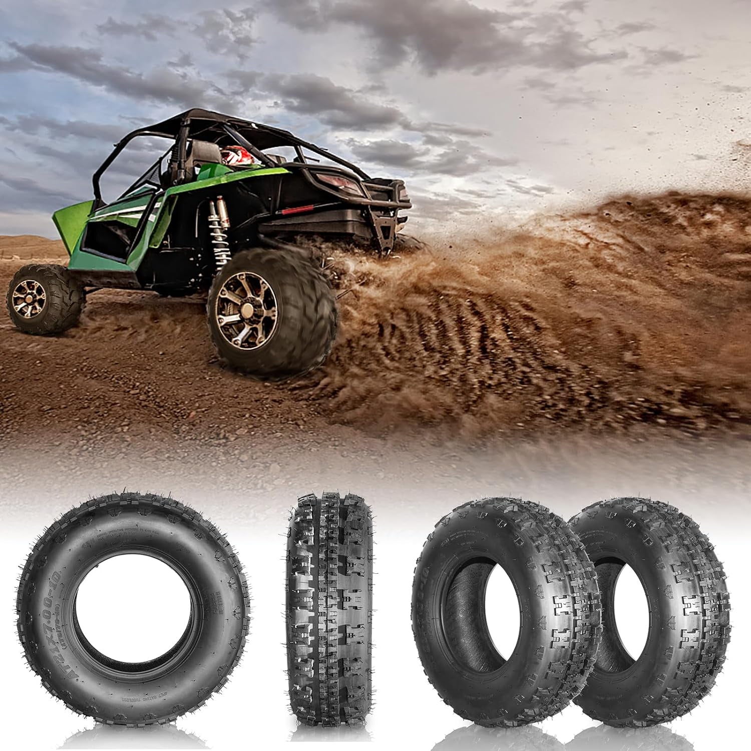 21X7X10 ATV Tires 10'' Tires Sport Trail Front ATV UTV Tires Tubeless 4PR Set of 2
